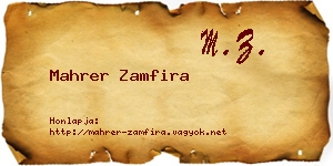 Mahrer Zamfira névjegykártya